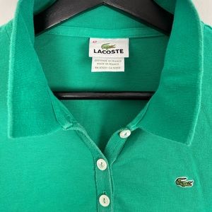 LACOSTE long-sleeved kelly green polo shirt sz 42